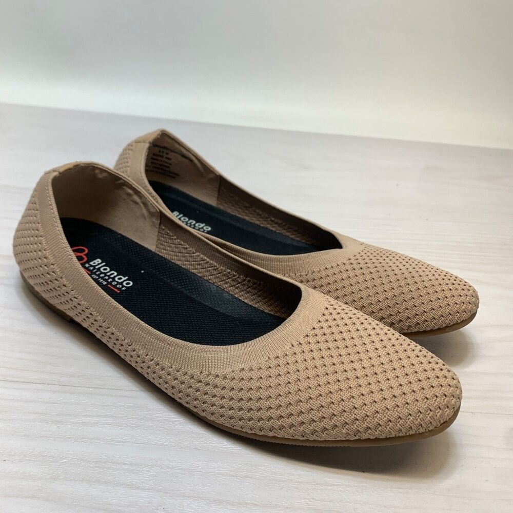 Blondo Brooklyn Ballet Flats Waterproof Knit Brown Womens Size 8.5